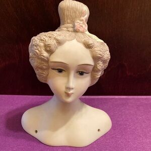 VTG bisque “Mlle Detroit” 1970 signed doll head bust by Diana Lance Crosby